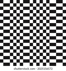 Twisted break chessboard. Vector black and white rectangles and squares chessboard. Checker sample big canvas.