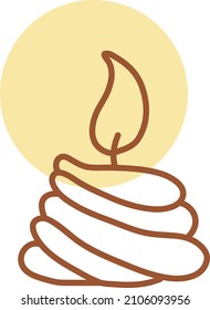 Twisted burning caandle, illustration, vector on a white background.