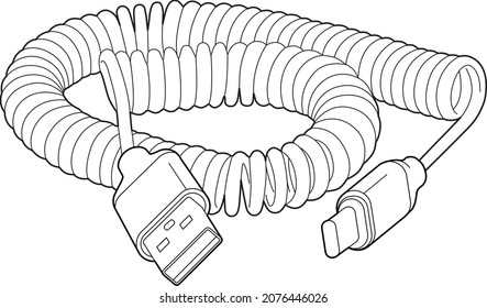 Twisted cable for charging and data transfer, USB Type-C.eps