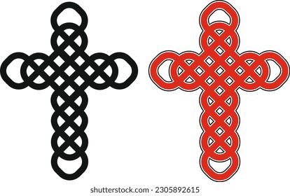 twisted Celtic and Scandinavian cross simplified version on a white background