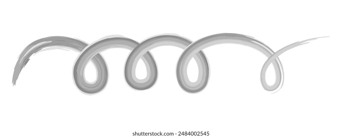 Twisted coil spring. Sketch. Hand drawn watercolor horizontal sign. The line is folded into rounded loops. Vector illustration. Outline on isolated white background. Doodle style. Idea for web design.