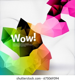 Twisted colored polygonal object on white background
