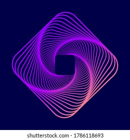 Espiral de colores torcidos. Forma cuadrada del marco de cables. Túnel de tecnología vectorial.