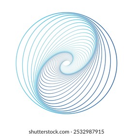 Twisted colored spirals. Circular gradient spirals isolated on white background. Vector illustration. Logo. Poster. Banner. Wireframe shape. Spiral tunnels.