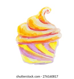 Twisted cream cupcake. Isolated