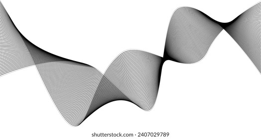 Twisted curve lines with mixed effects. Technology abstract lines on white background. frequency sound waves
