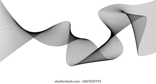 Twisted curve lines with mixed effects. Technology abstract lines on white background. frequency sound waves