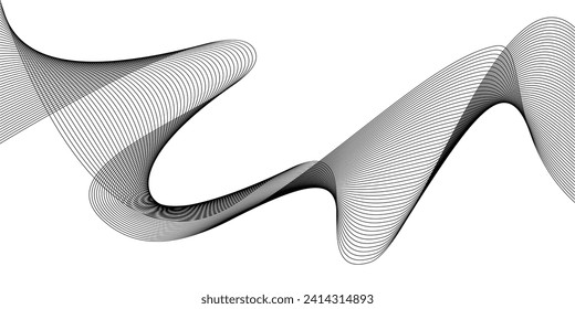 Líneas de curva torcidas con efectos mixtos. Tecnología líneas abstractas sobre fondo blanco. ondas de sonido de frecuencia