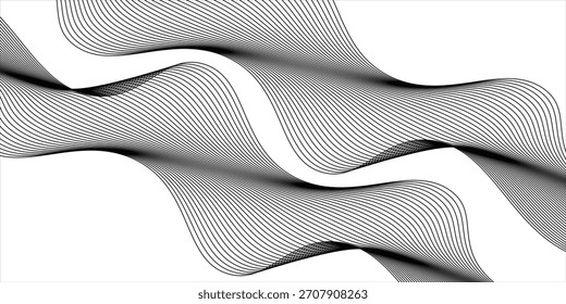 Linhas de curva torcidas com efeitos mistos. Tecnologia linhas abstratas no fundo branco. ondas sonoras de frequência,