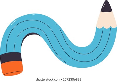 Twisted Curved Pencil Vector Illustration