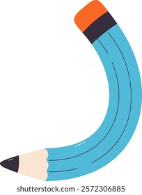 Twisted Curved Pencil Vector Illustration