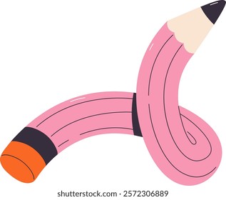 Twisted Curved Pencil Vector Illustration