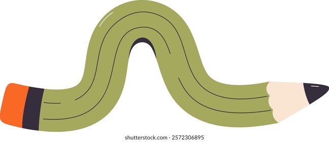 Twisted Curved Pencil Vector Illustration