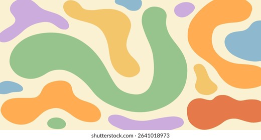 Twisted distorted retro 70s groovy wavy banner background, vector illustration. Geometric waves backdrop. Hippie style abstract website page template