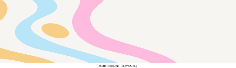 Twisted distorted retro 70s groovy banner background, vector illustration. Geometric wavy backdrop. Hippie style abstract website page template