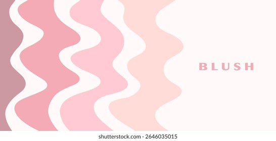Twisted distorted retro pink blush banner background, vector illustration. Geometric wavy backdrop. Hippie style abstract website page template