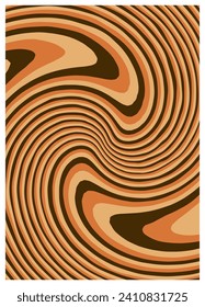 Twisted and distorted vector groovy hippie background. Waves, swirl, twirl pattern. Retro backgrounds in psychedelic style. Vector illustration