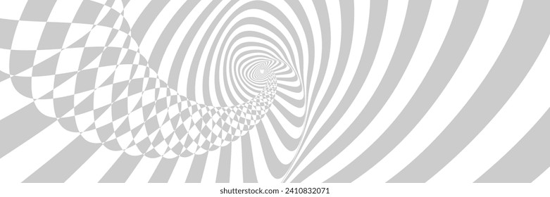 Twisted and distorted vector groovy hippie background. Waves, swirl, twirl pattern. Retro backgrounds in psychedelic style. Vector illustration