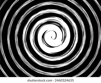 Twisted and distorted vector texture in silhouette. Black and White. 