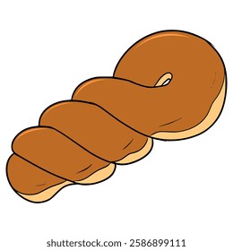 twisted donut illustration hand drawn isolated vector