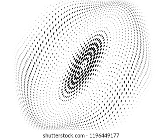 Twisted dotted lines background. Pattern of dots, dotted lines, circles of different scale. Digital Gradient. Pop-art style. Grunge Backdrop. Modern futuristic Abstract panel. Vector illustration