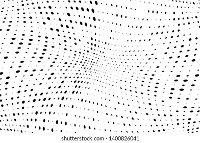 Twisted dotted lines background. Pattern of dots, dotted lines, circles of different scale. Digital Gradient. Pop-art style. Grunge Backdrop. Modern futuristic Abstract panel. Vector illustration