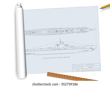 Twisted drawing submarine.