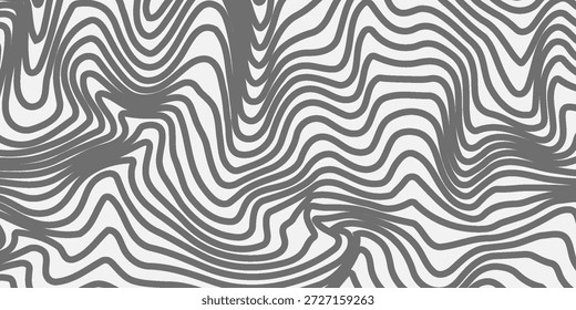 Twisted duo tone backgrounds. Abstract pattern from lines, halftone effect. Black and white texture. Minimalist design template for poster, banner, cover, postcard.


