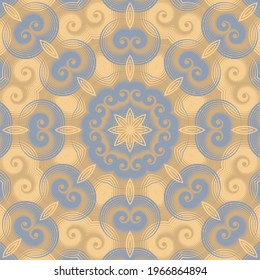 Twisted elements floral abstract seamless patter. Multiple scrolls seamless fabric pattern, textile background with swirl shapes. Abstract floral geometric ornament.
