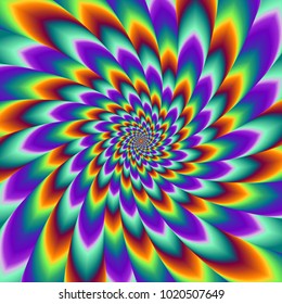 Twisted fiery flower. Optical illusion of movement.