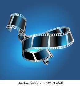 twisted film for photo or video recording on blue background vector illustration