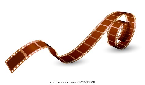 twisted film strip on white background