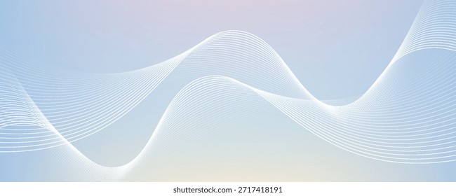 Líneas de flujo retorcidas sobre fondo azul degradado para Plantilla de folletos infográficos, publicidad de Sitios web, Anuncio, paquete de tecnología, presentación, diseño de etiquetas eps Vector.