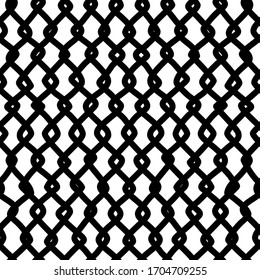 Twisted freehand lines seamless pattern. Ink hand-drawn irregular thick strokes line art. Monochrome vector texture. Wallpaper, textile, surface design. Monocolor digital paper for textile print.