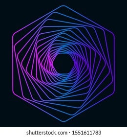 Twisted geometric tunnel. Abstract colored background. Vector illustration.