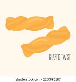 Twisted glazed donut vector. Glazed twist flat illustration isolated. vector illustration