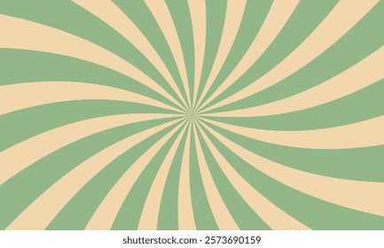 Twisted green sunburst retro background.Vector design.