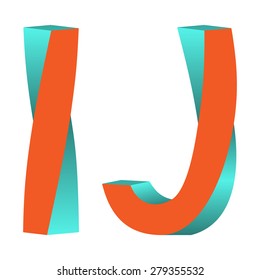 Twisted Impossible Letters I, J Logo Icon Design Template Tlement, Vector Illustration