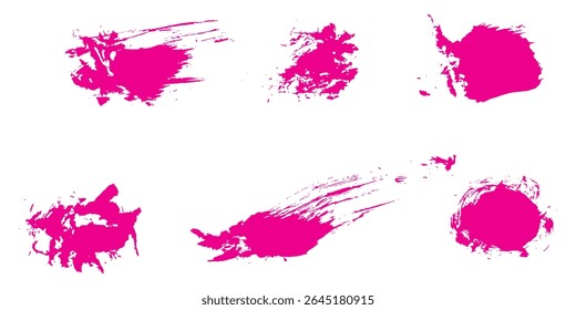 Pacote de linha de vetor de ping de tinta trançada. Traçados de pincel longos e arredondados desenhados à mão, texto realçado, quadros, círculos. Ilustração vetorial.