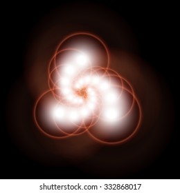 Twisted into a triangle of heavenly fire bright sphere in the night sky.