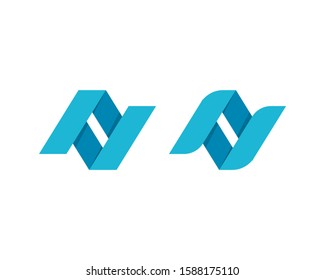 Twisted letters N on white background. Abstract business logo design.