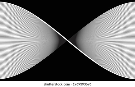 Twisted lines on black background. Psychedelic optical illusion.