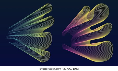 Twisted lines. Vector abstract background with colored lines. Illustration in a minimalist style.