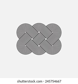Twisted lines, vector element, intertwined pattern, isolated object, line design