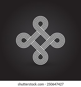 Twisted lines, vector element, intertwined pattern, line design