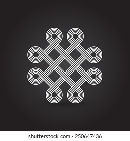 Twisted lines, vector element, intertwined pattern, isolated object