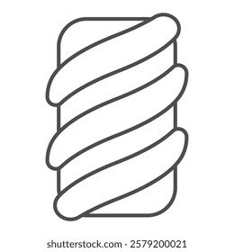 Twisted marshmallow thin line icon, sweets pastry concept. Vector graphics. Marshmallow sweet bun, bakery sign on white background, outline style icon for mobile or web design