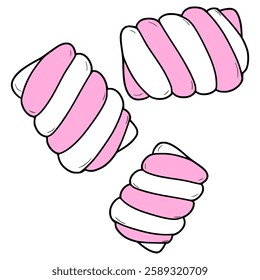 twisted marshmallows illustration hand drawn isolated vector