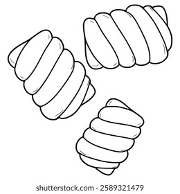 twisted marshmallows illustration hand drawn outline vector