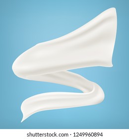 Twisted Milk Splash Spiral Isolated On Blue Background. EPS10 Vector